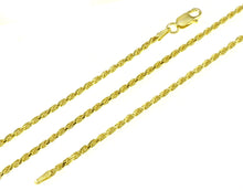 Load image into Gallery viewer, Sterling Silver Gold plated Eight Side 2mm Diamond Cut Rope Chain