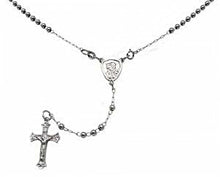 Load image into Gallery viewer, Sterling Silver 3mm Rosary With Rhodium NecklaceAnd Weight 7.9gramsAnd Length 20inchesAnd Width 3mm