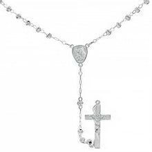 Load image into Gallery viewer, Sterling Silver 4mm Moon Cut Balls Rosary NecklaceAnd Weight 12.8gramsAnd Length 24inchesAnd Width 4mm