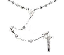 Load image into Gallery viewer, Sterling Silver 4mm Rosary NecklaceAnd Weight 12.7gramsAnd Length 24inchesAnd Width 4mm