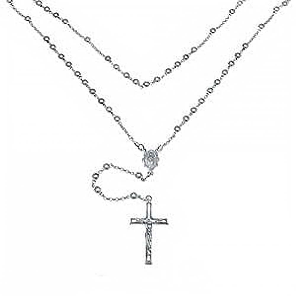 Italian Sterling Silver 5mm Rosary NecklaceAnd Weight 26.6gramsAnd Width 5mmAnd Length 28inches