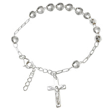Load image into Gallery viewer, Sterling Silver 6mm D/C Bead Rosary Bracelet