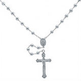 Sterling Silver 6mm Bead Rosary NecklaceAnd Length 30 inchesAnd Width 6mm