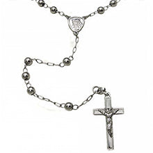 Load image into Gallery viewer, Sterling Silver 5MM Rhodium Plated Rosary NecklaceAnd Length of 26