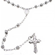 Load image into Gallery viewer, Sterling Silver 6MM Rhodium Plated Rosary NecklaceAnd Length of 30