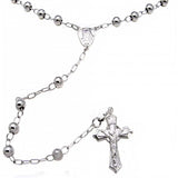 Sterling Silver 6MM Rhodium Plated Rosary NecklaceAnd Length of 30