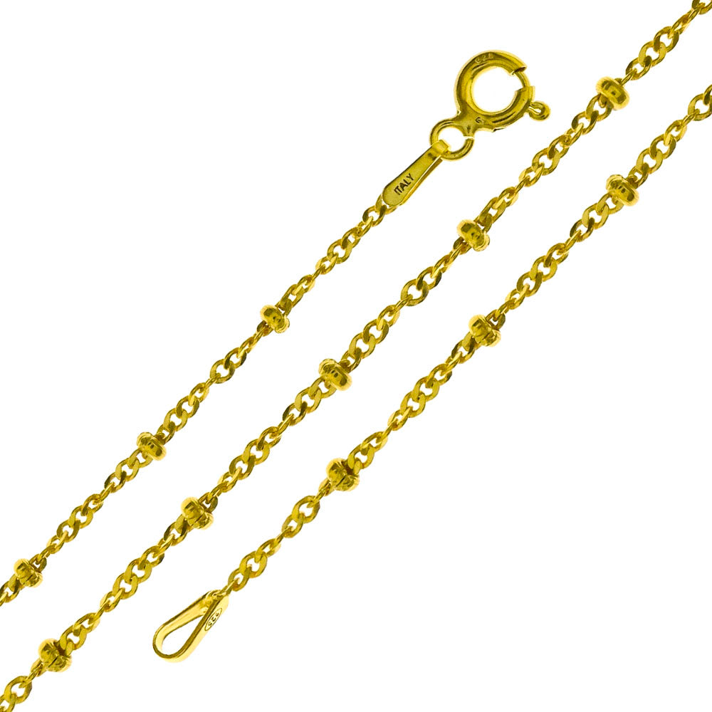 Sterling Silver Italian Fancy Singapore Gold Plated Chain