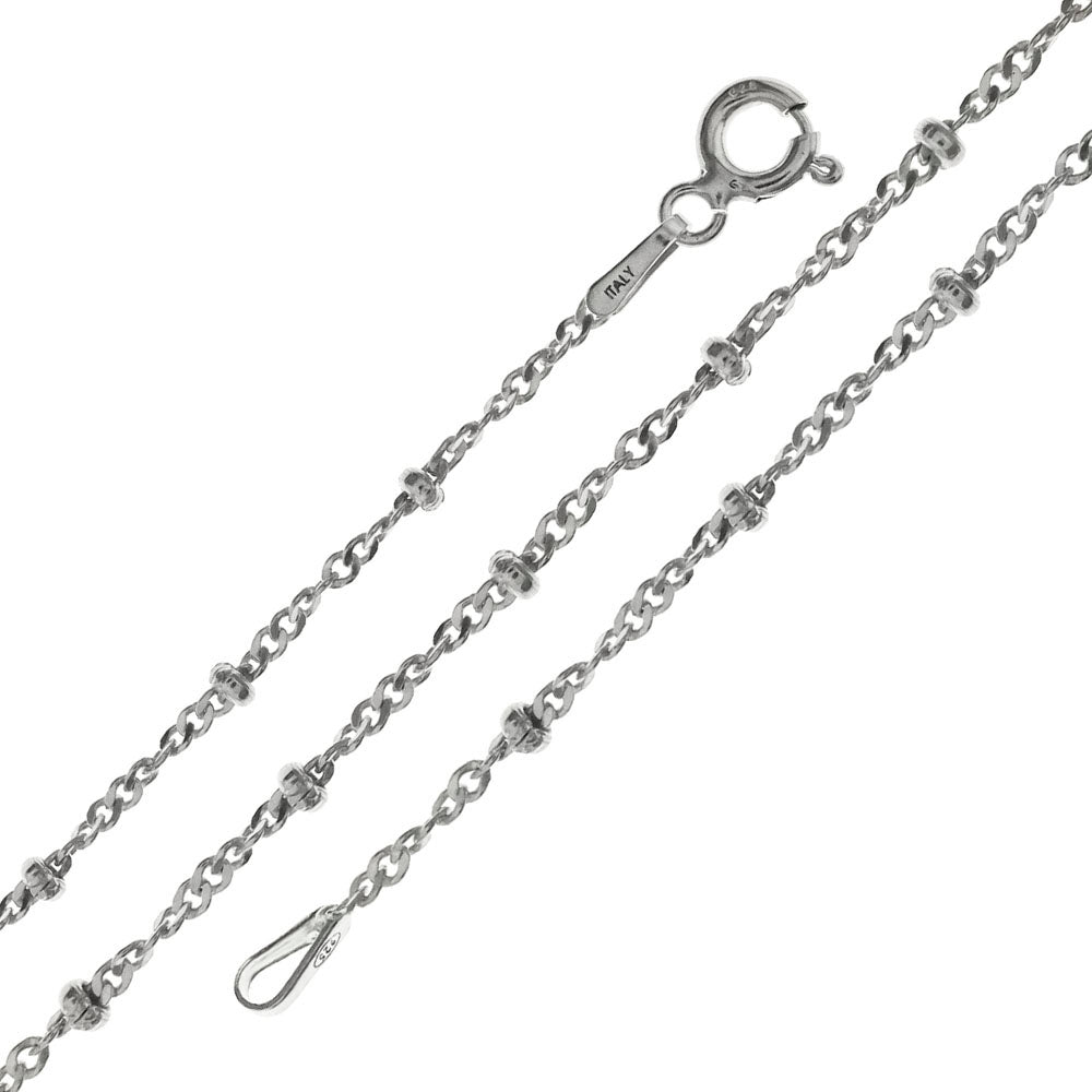 Sterling Silver Italian Fancy Singapore Rhodium Chain