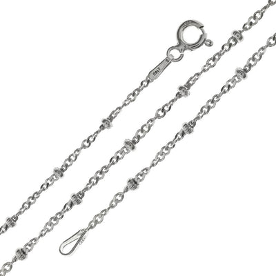 Sterling Silver Italian 1.6mm Singapore Rhodium Chain