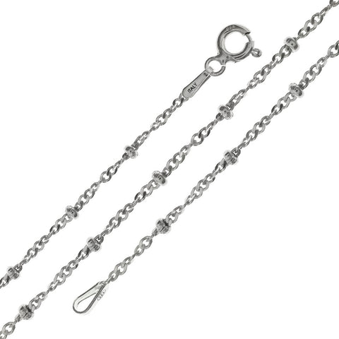 Sterling Silver Italian Fancy Singapore Rhodium Chain