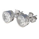 Sterling Silver Round Invisible Bezel Cz Stud Earrings