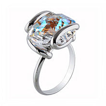 Load image into Gallery viewer, Sterling Silver Fancy Swarovski RingAnd Stone Size of 13.5MMx13.5MMAnd Adjustable Size