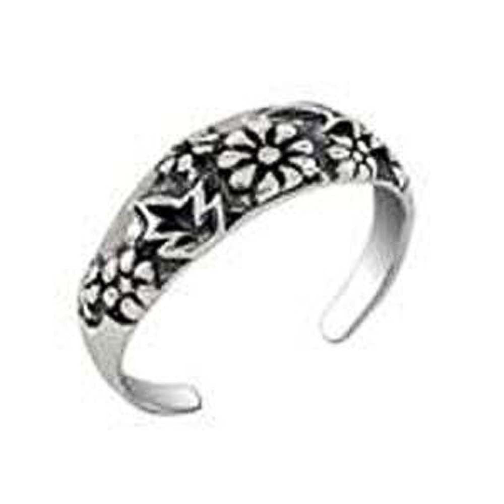 Sterling Silver Flower Band Toe Ring