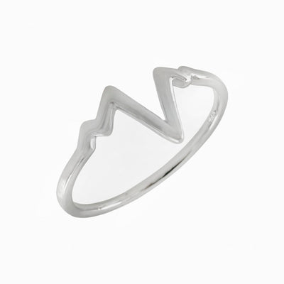 Sterling Silver Heart Beat Zig Zag Rhodium Toe Ring