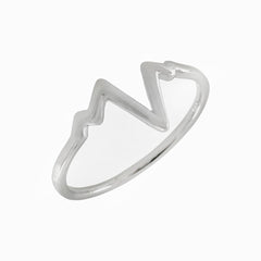Sterling Silver Heart Beat Zig Zag Rhodium Toe Ring