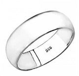 8MM Stering Silver High Polished Half-Round Light Comfort Fit Classy Dome Wedding Band Ring