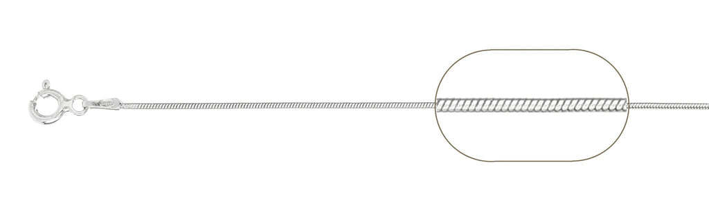 Sterling Silver High Polished Round Snake 0.7mm-010 Chain
