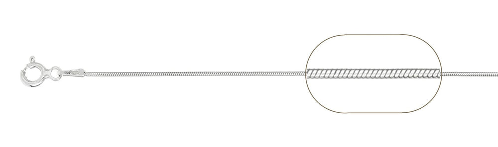 Sterling Silver High Polished Round Snake 0.7mm-010 Chain