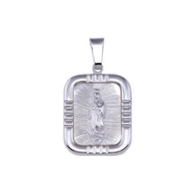 Load image into Gallery viewer, Sterling Silver High Polished Nuestra Señora de Guadalupe Square Pendant
