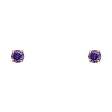 Load image into Gallery viewer, 14k Yellow Gold 3mm Round CZ Basket Setting Solitaire Birthstone Stud Earrings