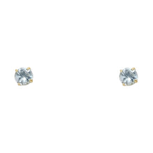 Load image into Gallery viewer, 14k Yellow Gold 4mm Round CZ Basket Solitaire Birth Stone Stud Earrings