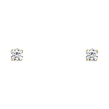 Load image into Gallery viewer, 14k Yellow Gold 3mm Round CZ Birthstone Stamping Prong With Screw Back