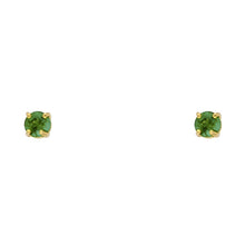 Load image into Gallery viewer, 14k Yellow Gold 3mm Round CZ Basket Setting Solitaire Birthstone Stud Earrings