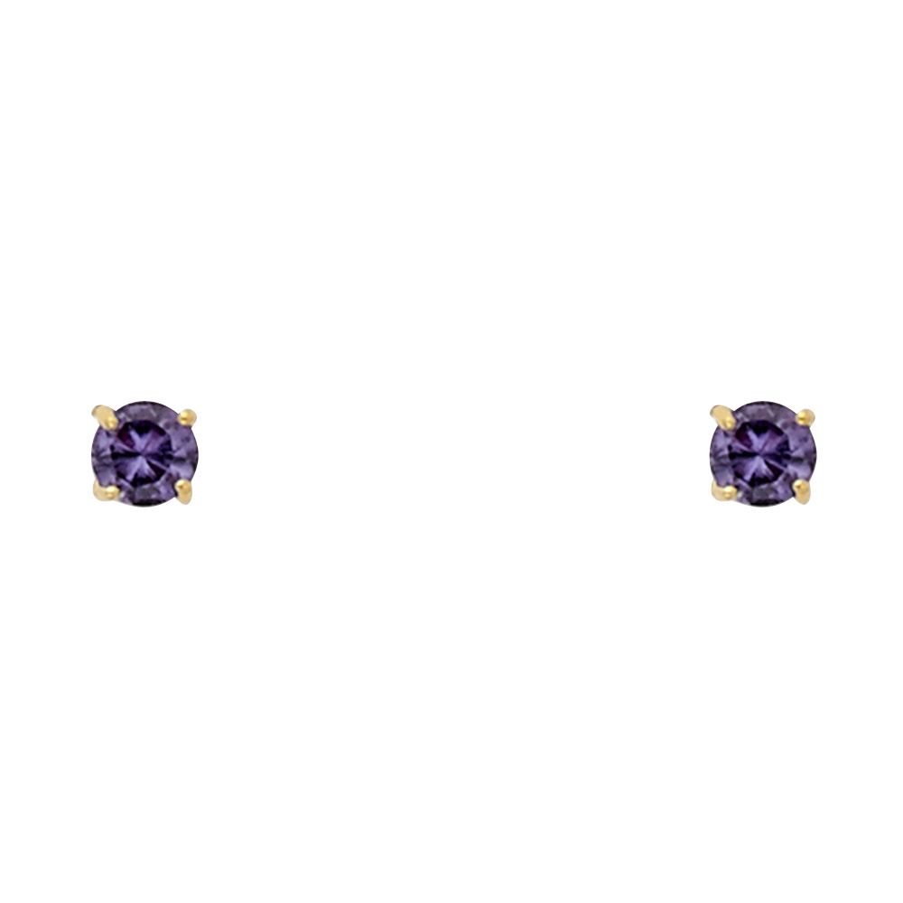 14k Yellow Gold 3mm Round CZ Basket Setting Solitaire Birthstone Stud Earrings