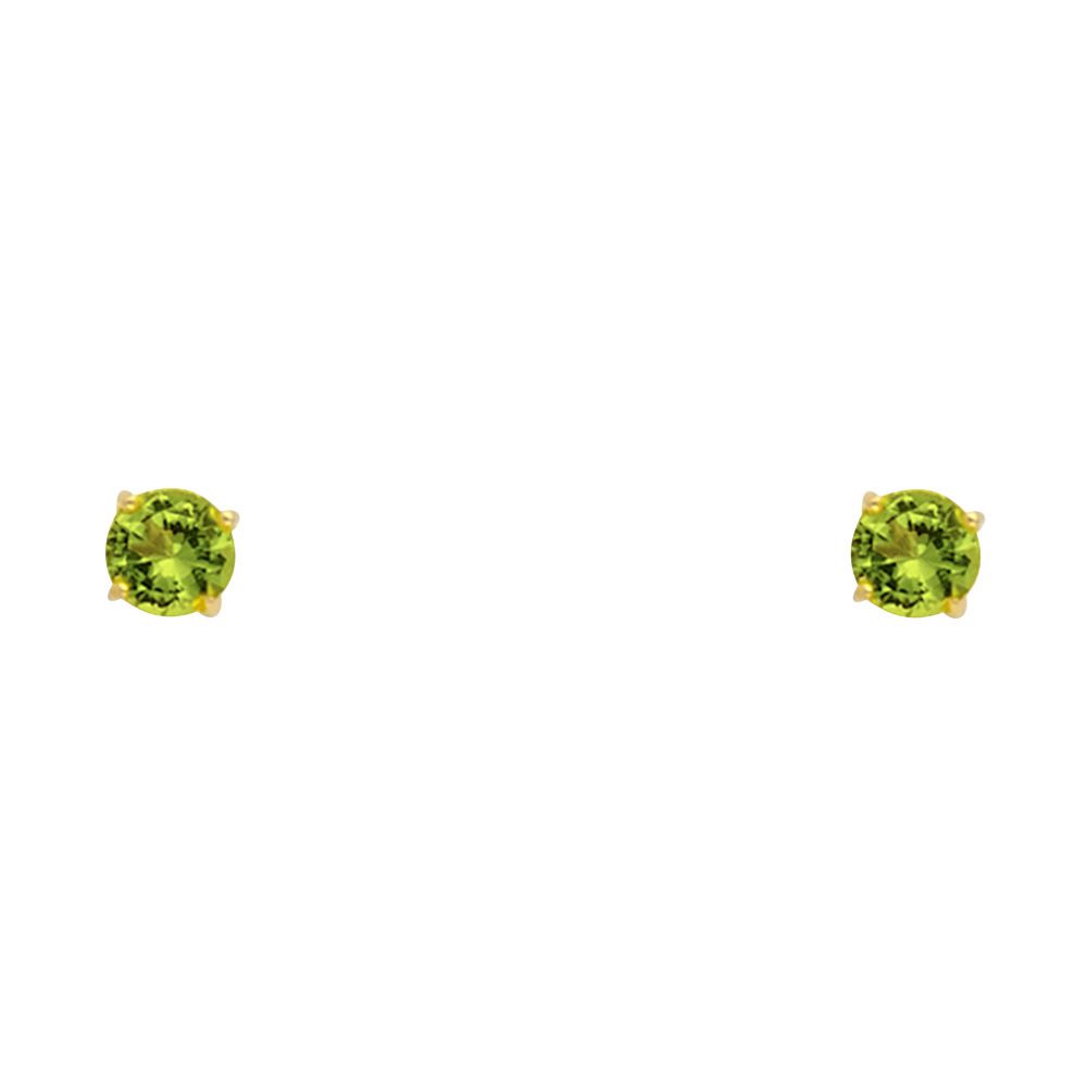 14k Yellow Gold 4mm Round CZ Basket Solitaire Birth Stone Stud Earrings
