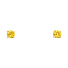 Load image into Gallery viewer, 14k Yellow Gold 5mm Round CZ Basket Solitaire Birth Stone Stud Earrings