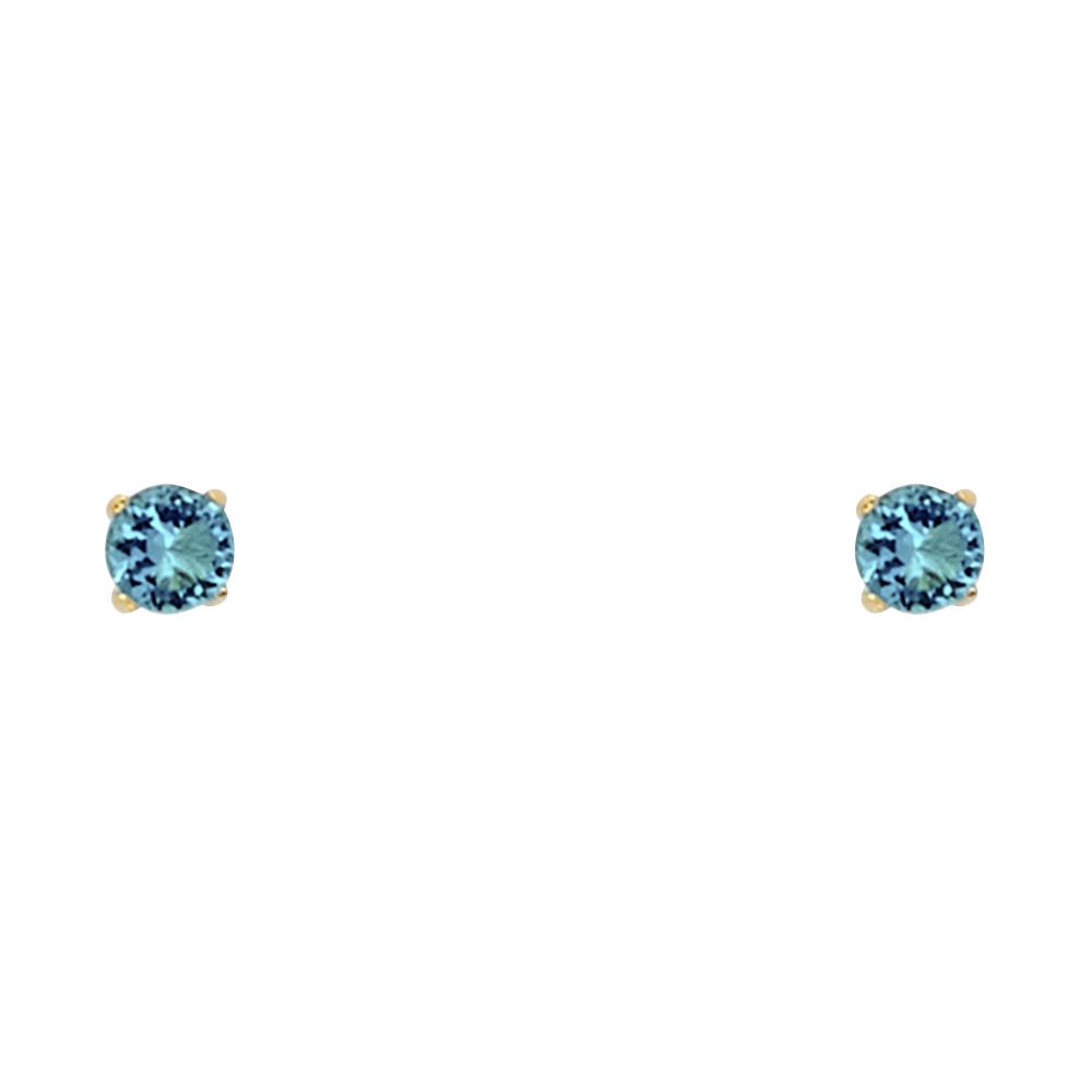 14k Yellow Gold 5mm Round CZ Basket Solitaire Birth Stone Stud Earrings