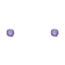 Load image into Gallery viewer, 14k White Gold 3mm Round CZ Basket Solitaire Birthstone Stud Earrings