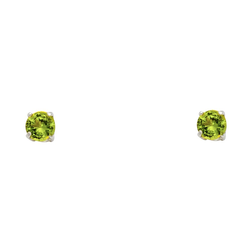 14k White Gold 4mm Round CZ Basket Solitaire Birthstone Stud Earrings