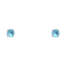 Load image into Gallery viewer, 14k White Gold 4mm Round CZ Basket Solitaire Birthstone Stud Earrings