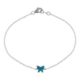 Sterling Silver Rhodium Plated Turquoise Butterfly Bracelet