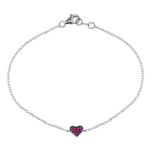 Load image into Gallery viewer, Sterling Silver Rhodium Plated CZ Heart Bracelet