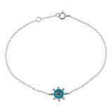 Sterling Silver Rhodium Plated Turquoise Galver Bracelet