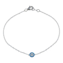 Load image into Gallery viewer, Sterling Silver Rhodium Plated CZ Evil Eye Bracelet
