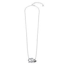 Load image into Gallery viewer, Sterling Silver Rhodium Plated Outline CZ Elephant With Heart Necklace