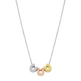 Sterling Silver Rhodium Plated Multicolor Horseshoe Necklace