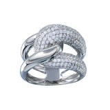 Sterling Silver Rhodium Plated Clear Micro Pave CZ Knot Ring