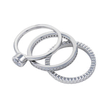 Load image into Gallery viewer, Sterling Silver Rhodium Plated Channel Center CZ Stackable Ring Set