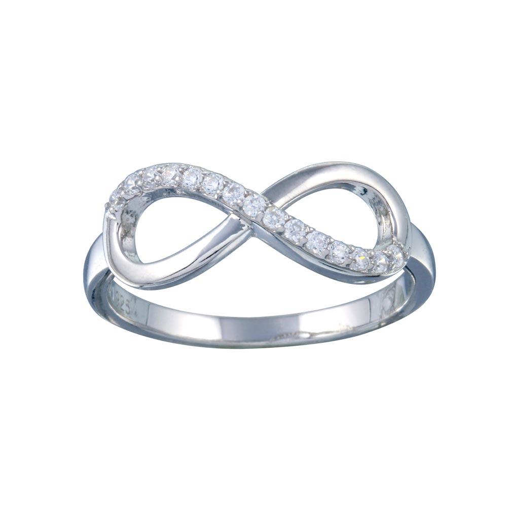 Sterling Silver Rhodium Plated Clear CZ Infinity Ring