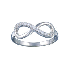 Load image into Gallery viewer, Sterling Silver Rhodium Plated Clear CZ Infinity Ring