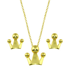 Sterling Silver Gold Plated Crown Set Necklace