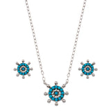 Sterling Silver Rhodium Plated Turquoise Galver Sets