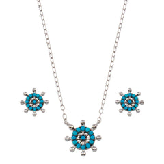 Sterling Silver Rhodium Plated Turquoise Galver Sets