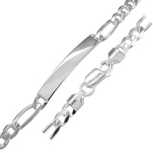 Load image into Gallery viewer, Sterling Silver Flat 7.6MM Italian Figaro ID Bracelet with Lobster Clasp Closure
