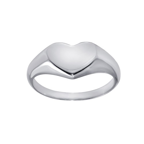 Sterling Silver Rhodium Plated Heart Ring - silverdepot