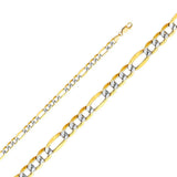 14K Yellow Gold 5mm Lobster Hollow Figaro 3+1 Bevel WP Link Chain With Spring Clasp Closure